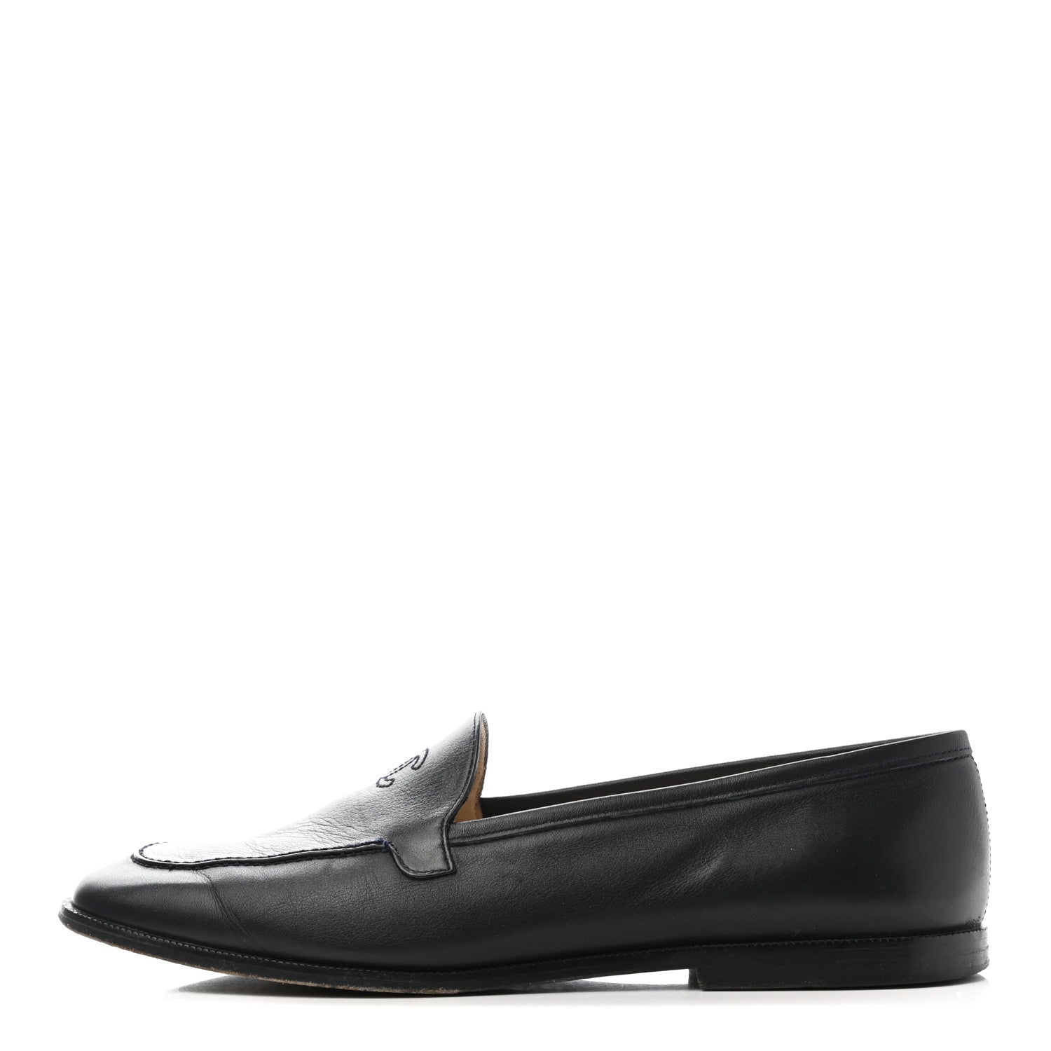 Chanel Lambskin CC Loafers 39.5 Navy 1 of 11