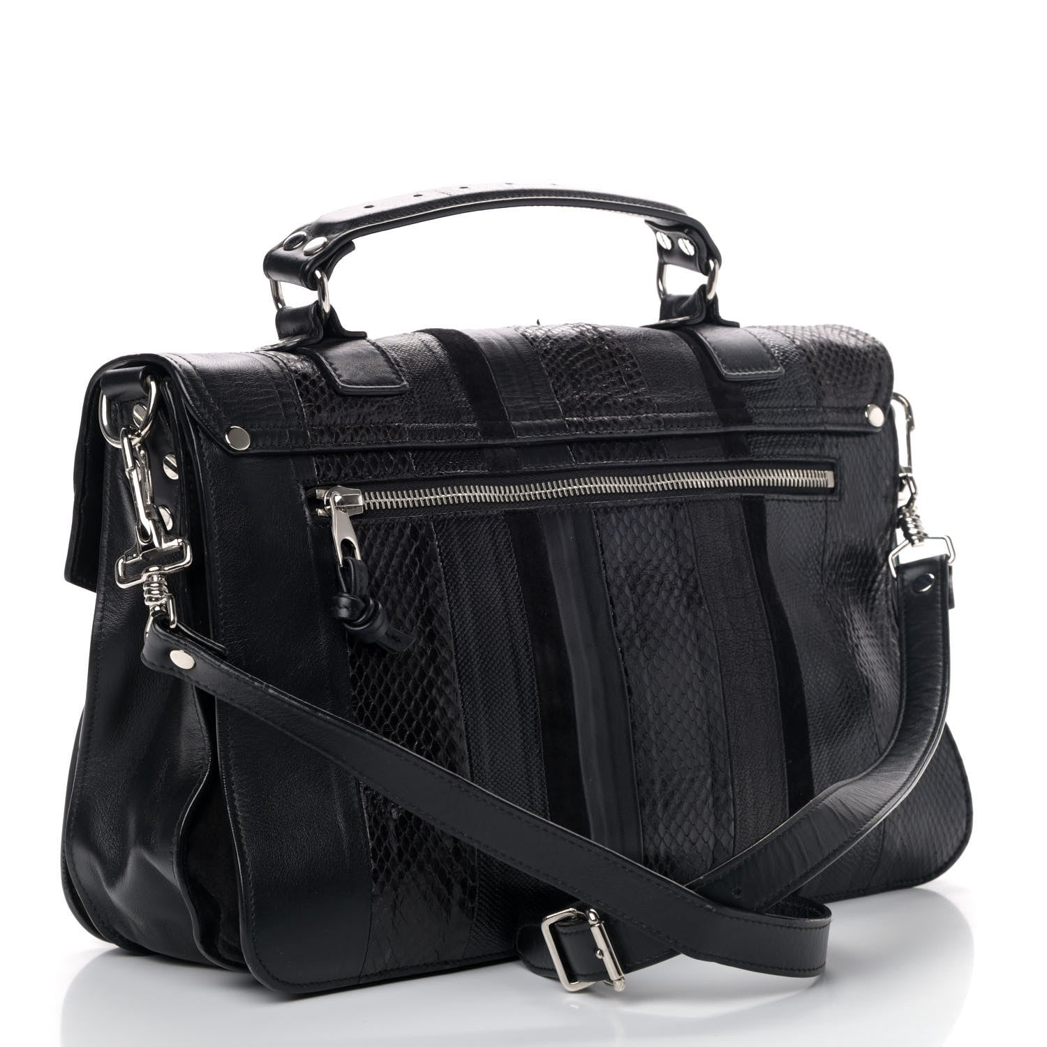 Proenza Schouler Lambskin Karung Ayers Medium Paneled PS1 Satchel Black 2 of 5