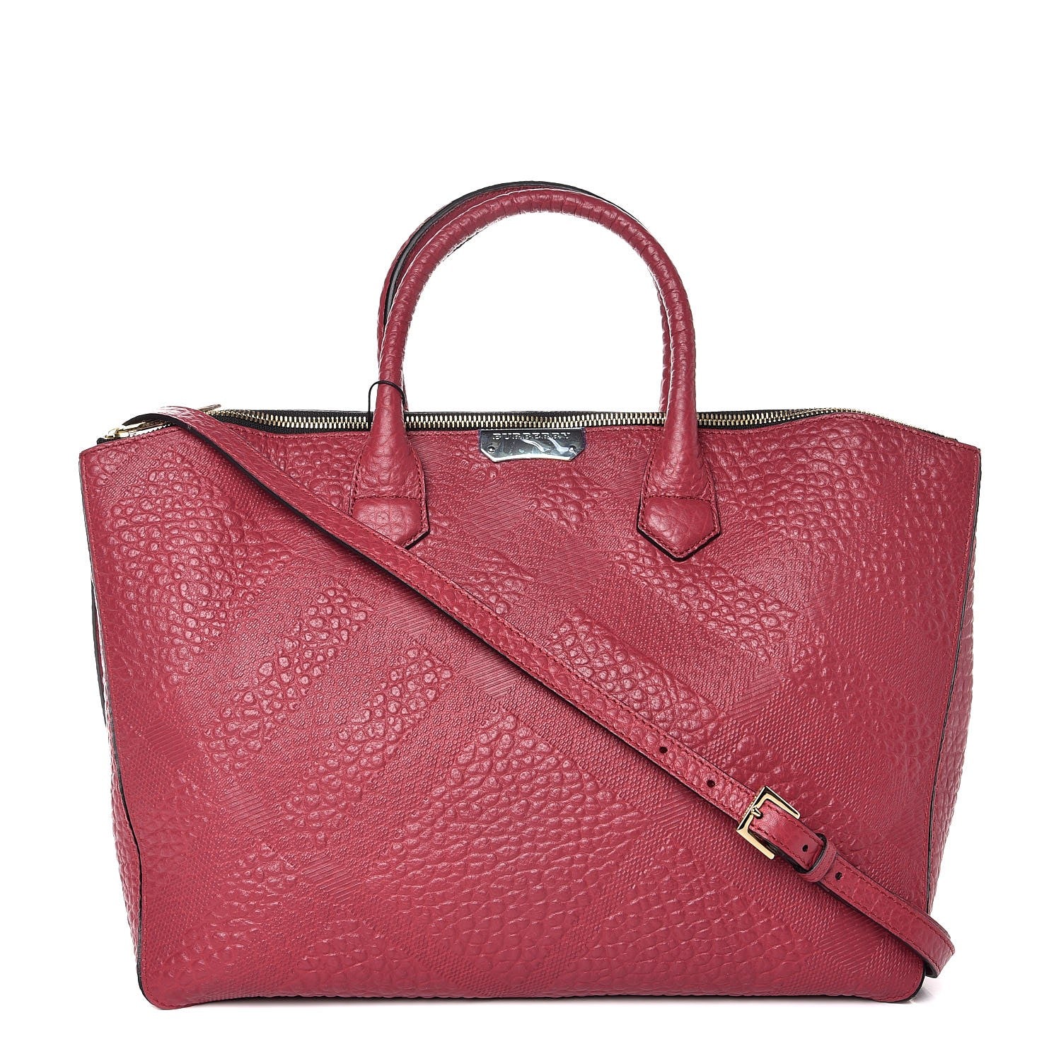 Burberry Heritage Grain Check Embossed Medium Dewsbury Tote Peony Rose 1 of 7