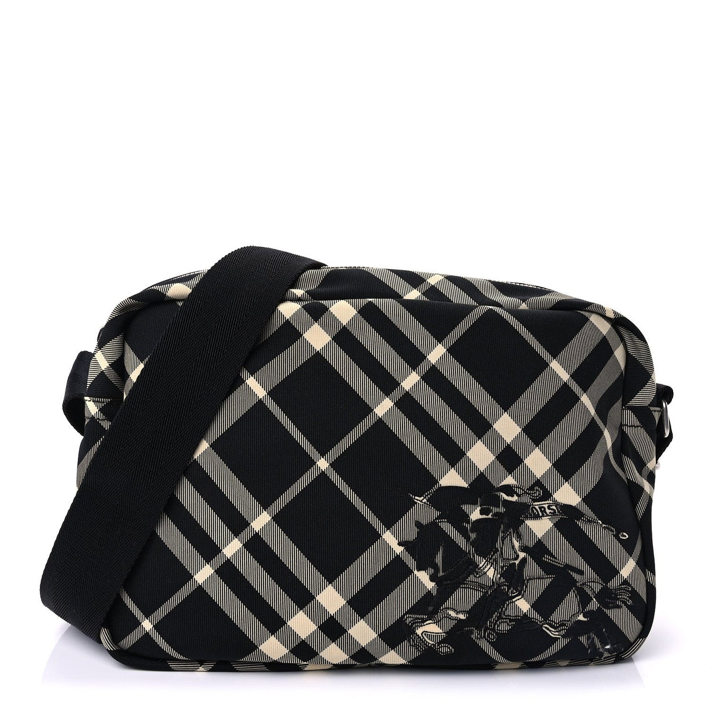 Canvas Check EKD-applique Crossbody Bag Black Calico
