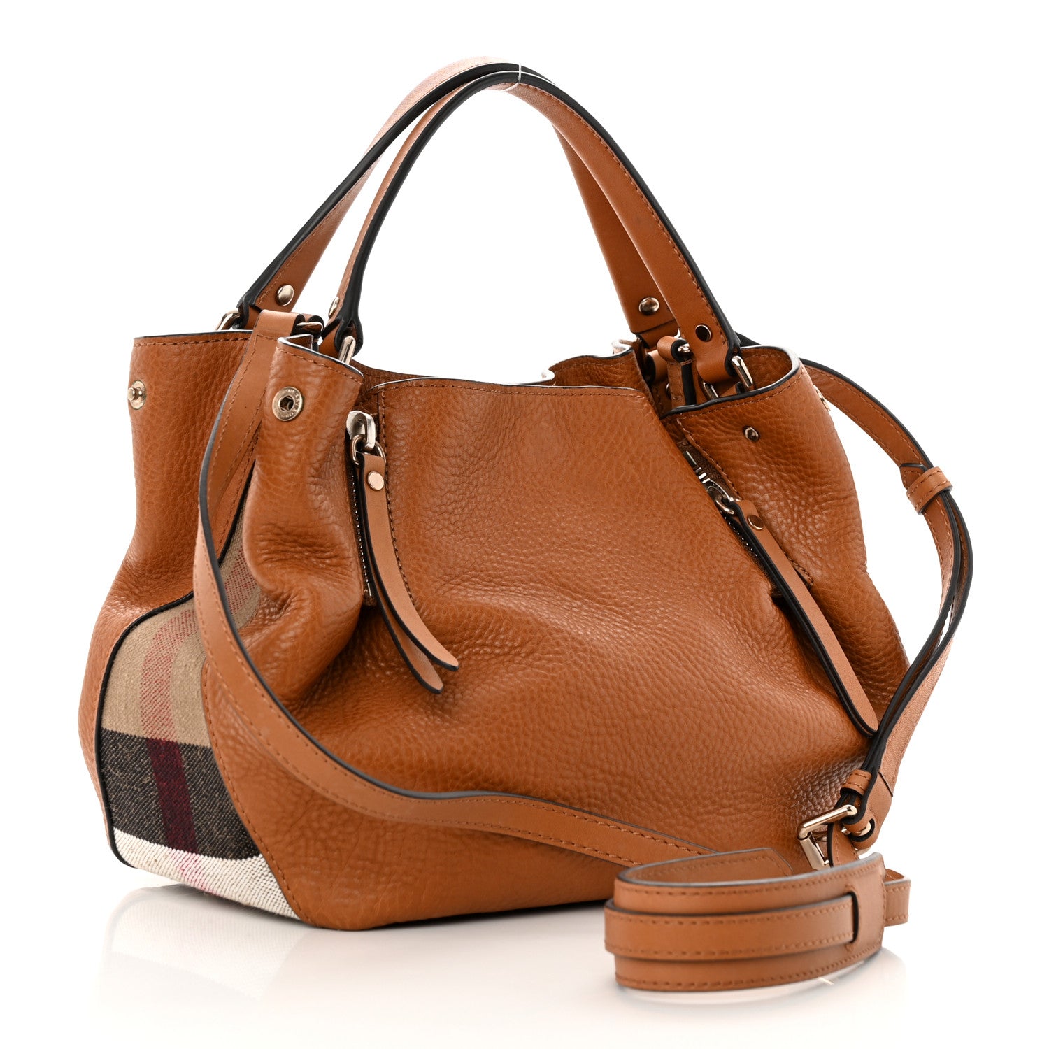 Burberry Grainy Calfskin House Check Small Maidstone Saddle Brown 3 of 24