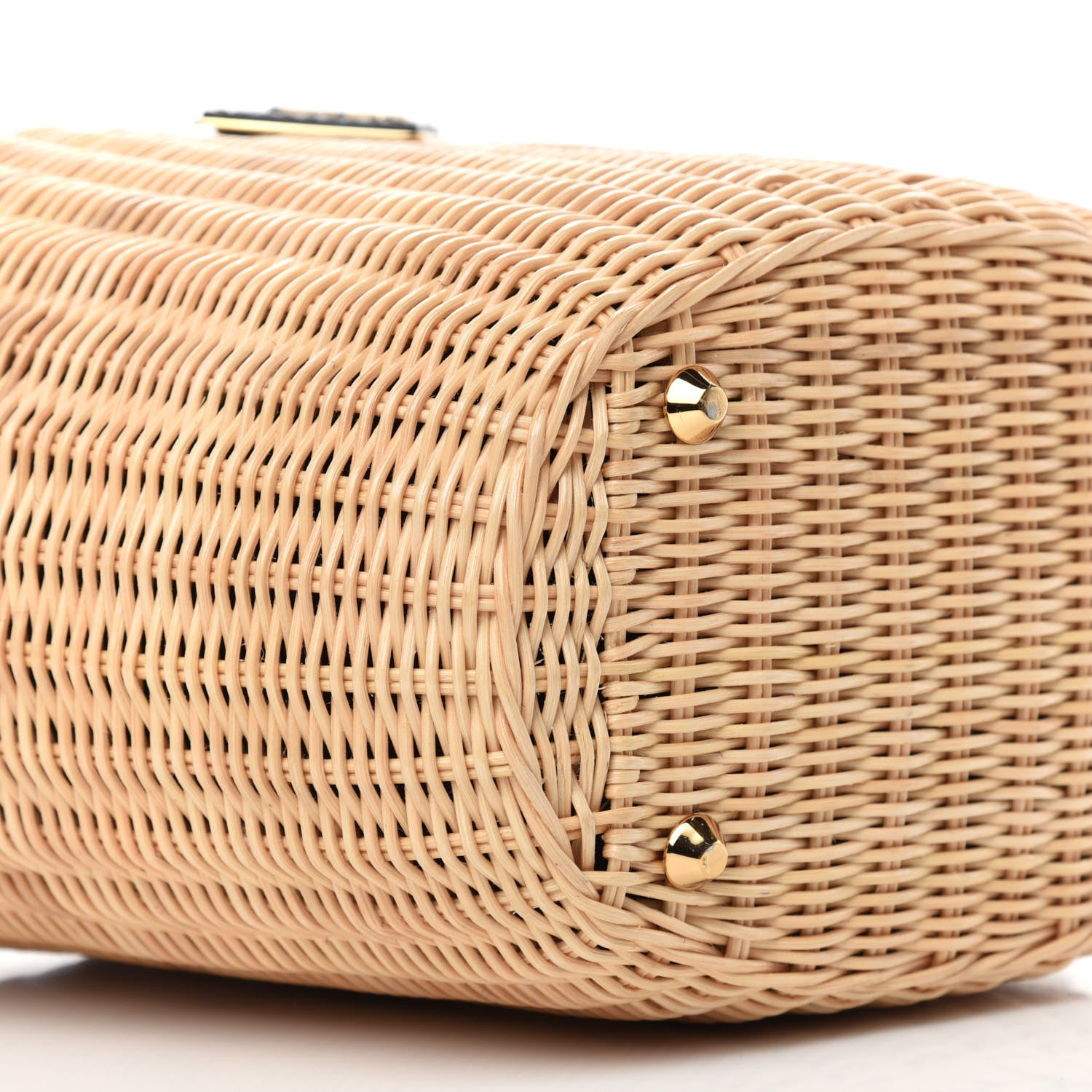 Prada Wicker Canvas Shoulder Bag Naturale Black 10 of 16