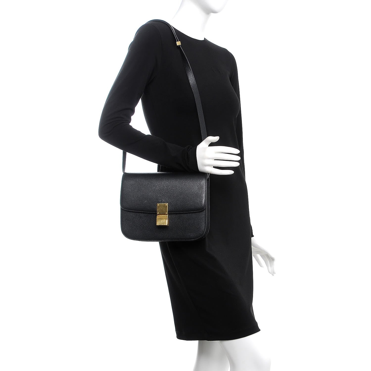 Celine Goatskin Medium Classic Box Flap Bag Black 2 of 10