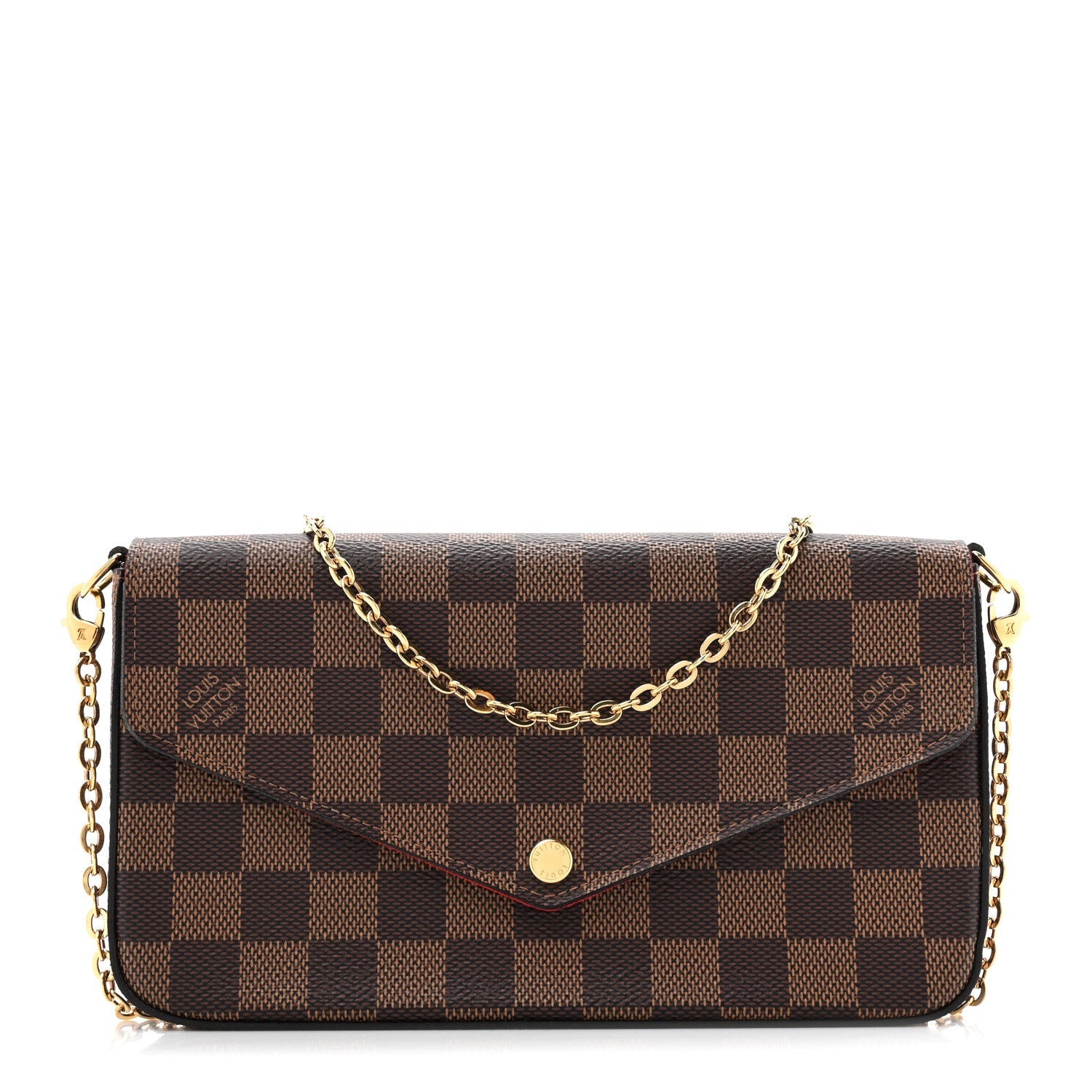 Louis Vuitton Damier Ebene Pochette Felicie Chain Wallet 1 of 7