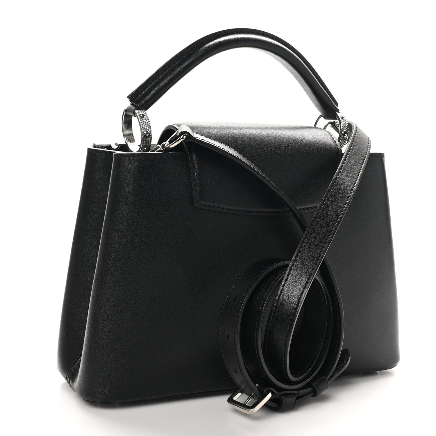 Louis Vuitton Smooth Calfskin Crystal Flowers Capucines BB Black 3 of 7