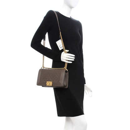 Chanel Caviar Quilted Medium Boy Flap Khaki 2 of 9