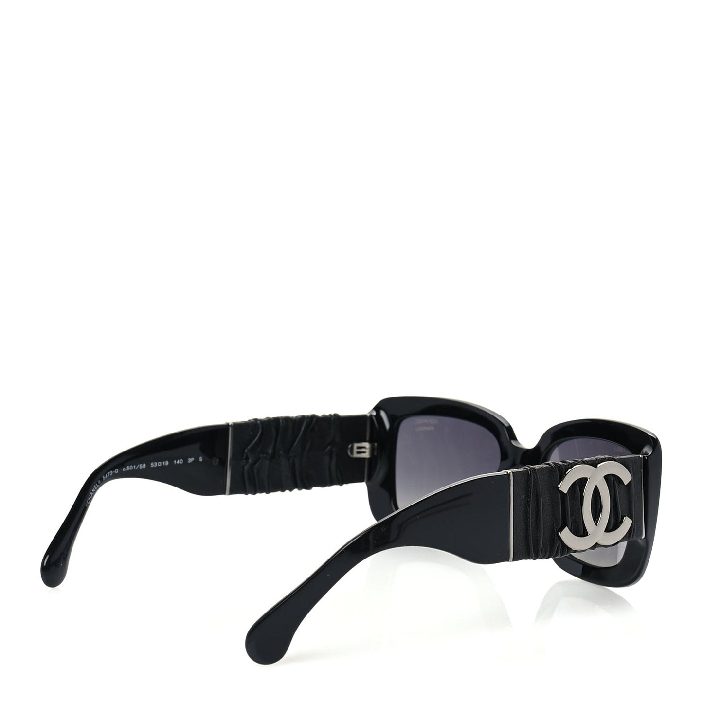 Acetate Calfskin Polarized Square Sunglasses 5473-Q  Black