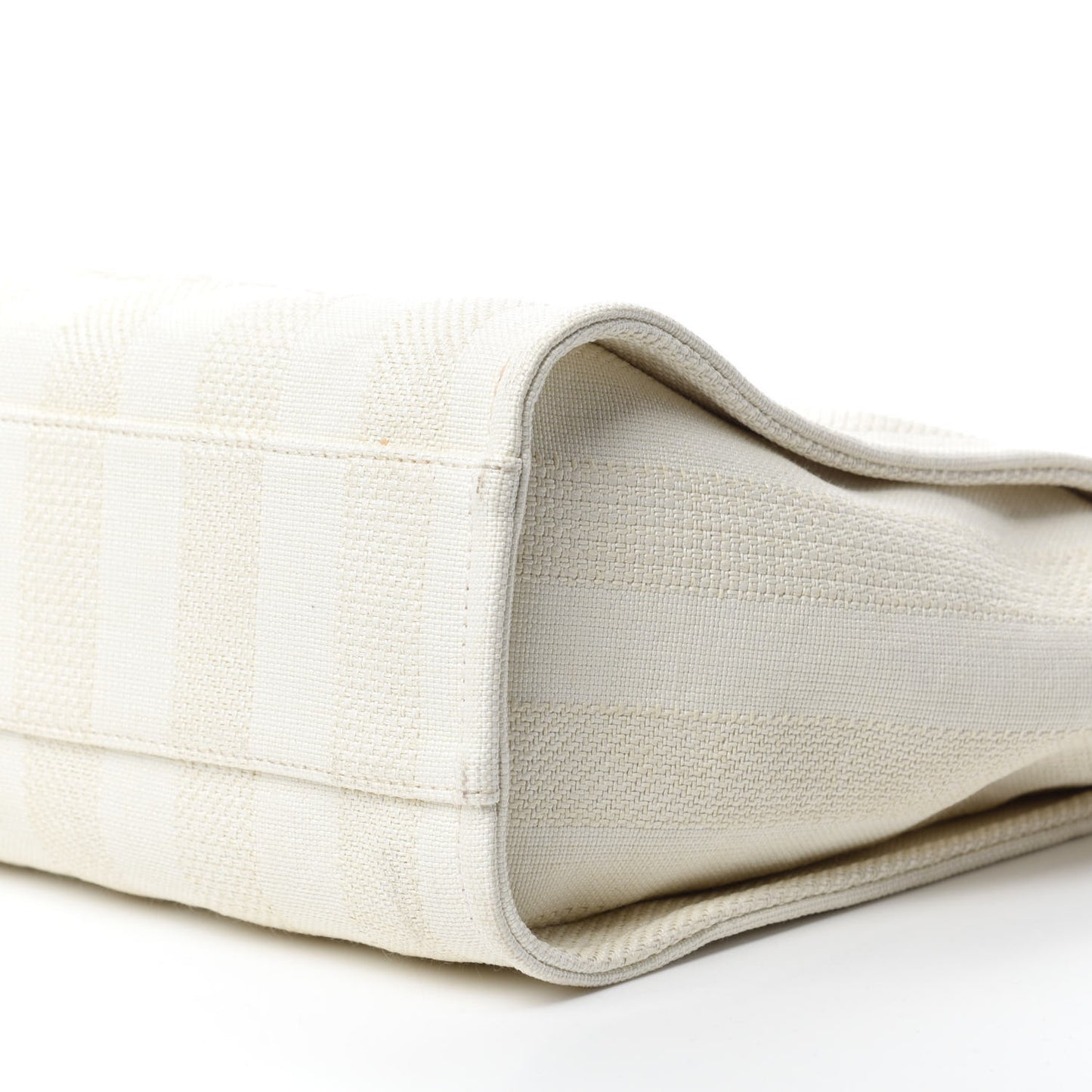 Straw Raffia Calfskin Striped Small Deauville Tote Beige