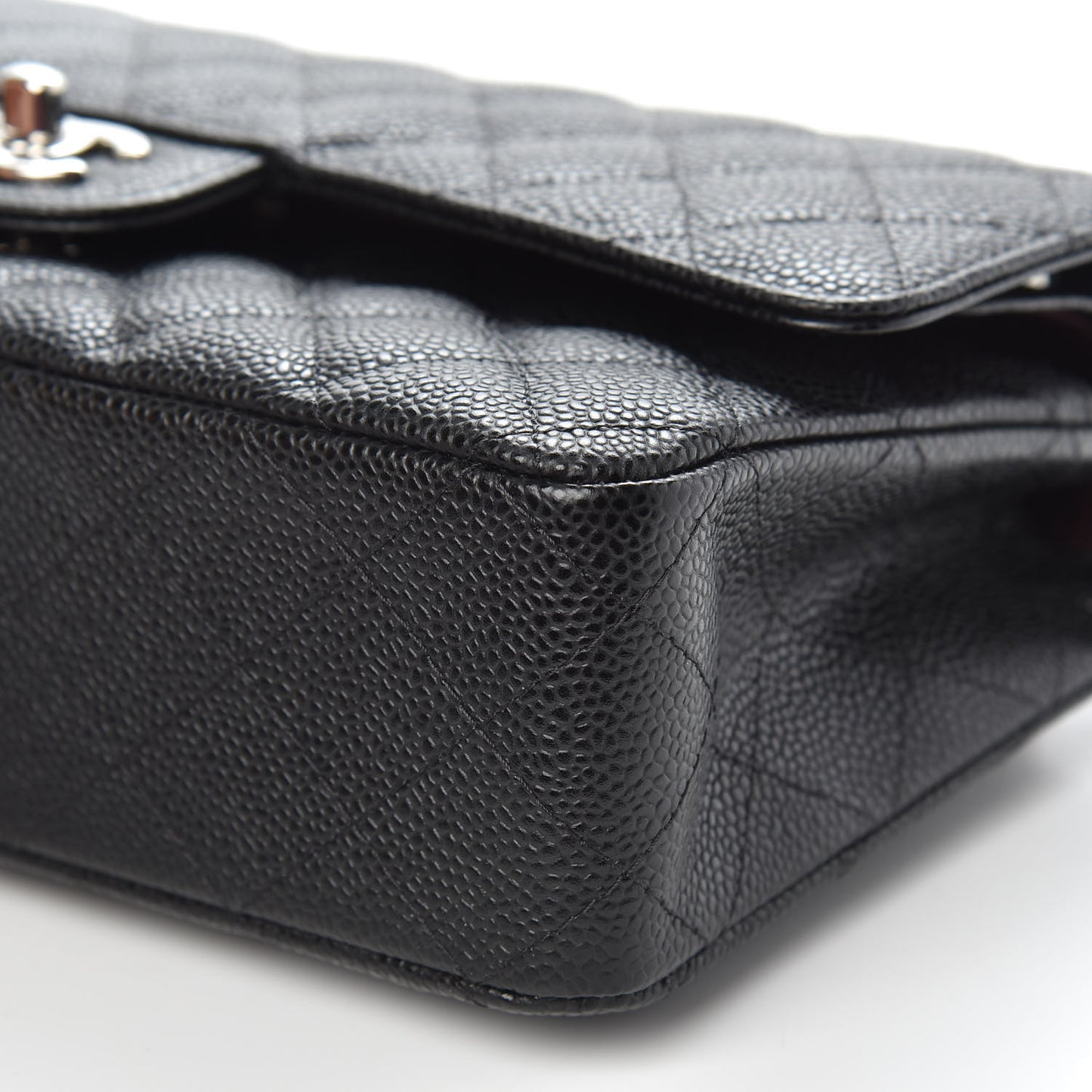 Caviar Quilted Medium Double Flap Black
