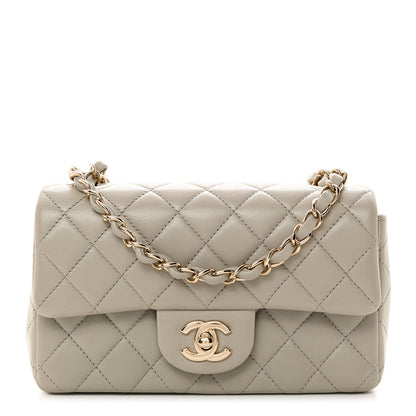 Chanel Lambskin Quilted Mini Rectangular Flap Grey 1 of 10