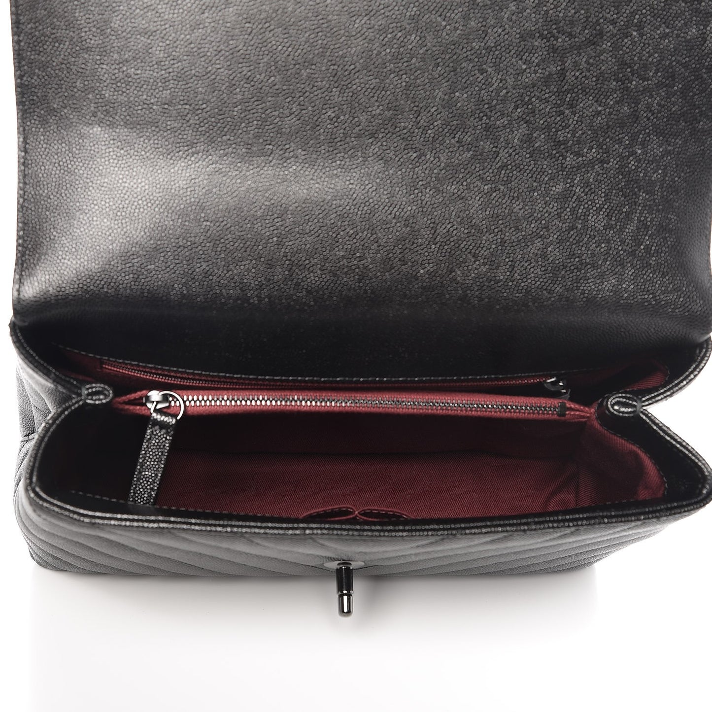 Caviar Chevron Quilted Small Coco Handle Flap So Black