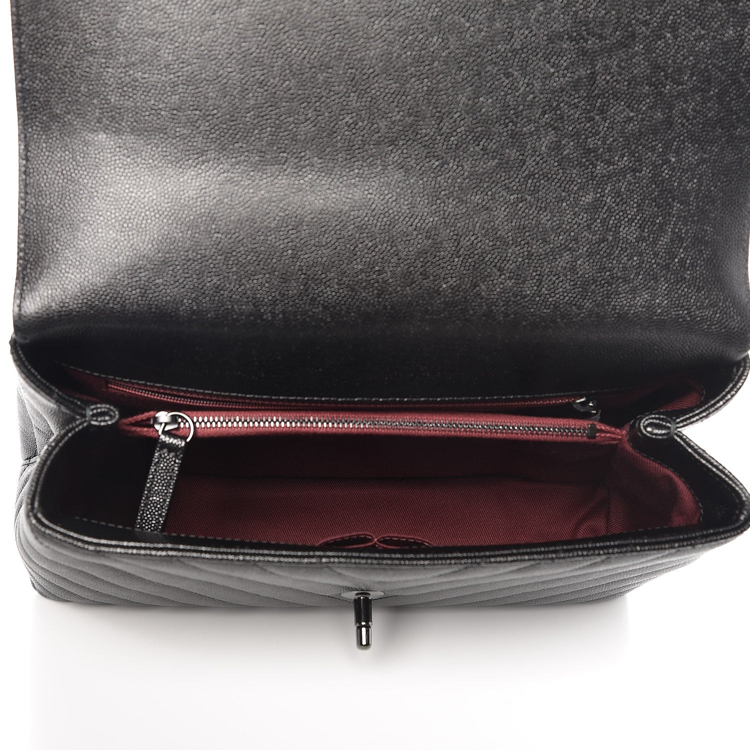 Chanel Caviar Chevron Quilted Small Coco Handle Flap So Black 6 of 8