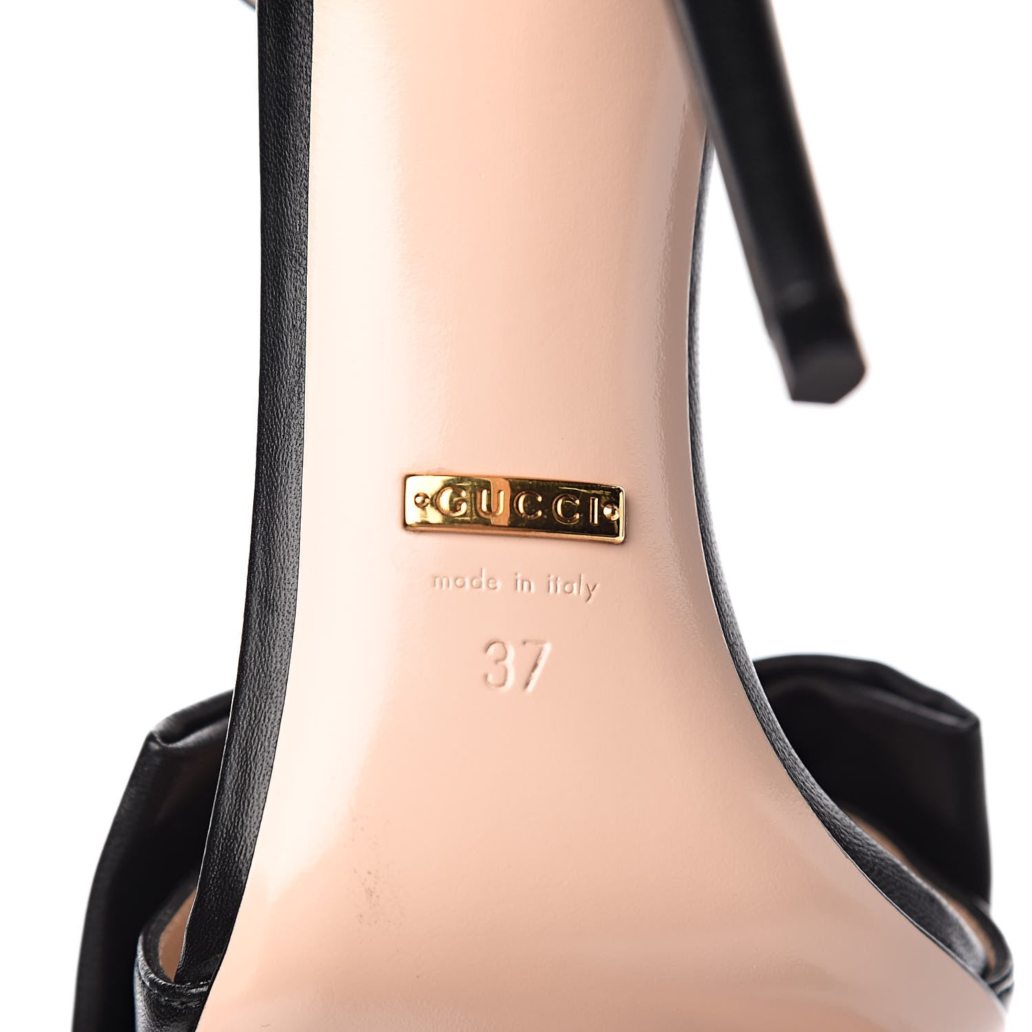 Gucci Nappa Ilse Pleated Bow Sandals 37 Black 6 of 9