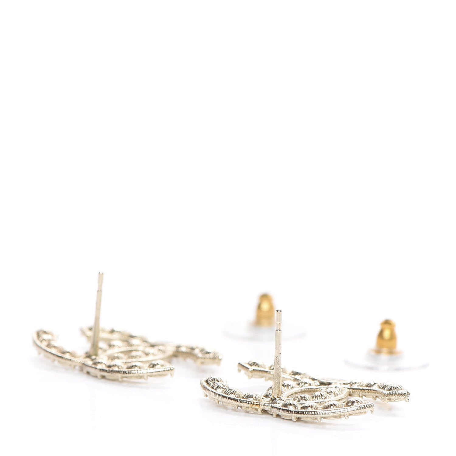 Chanel Crystal CC Cha-Nel Stud Earrings Gold 4 of 4