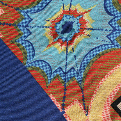 Gucci Silk Monogram Kaleidoscope 100 Fringe Scarf Blue Orange Multicolor 3 of 3