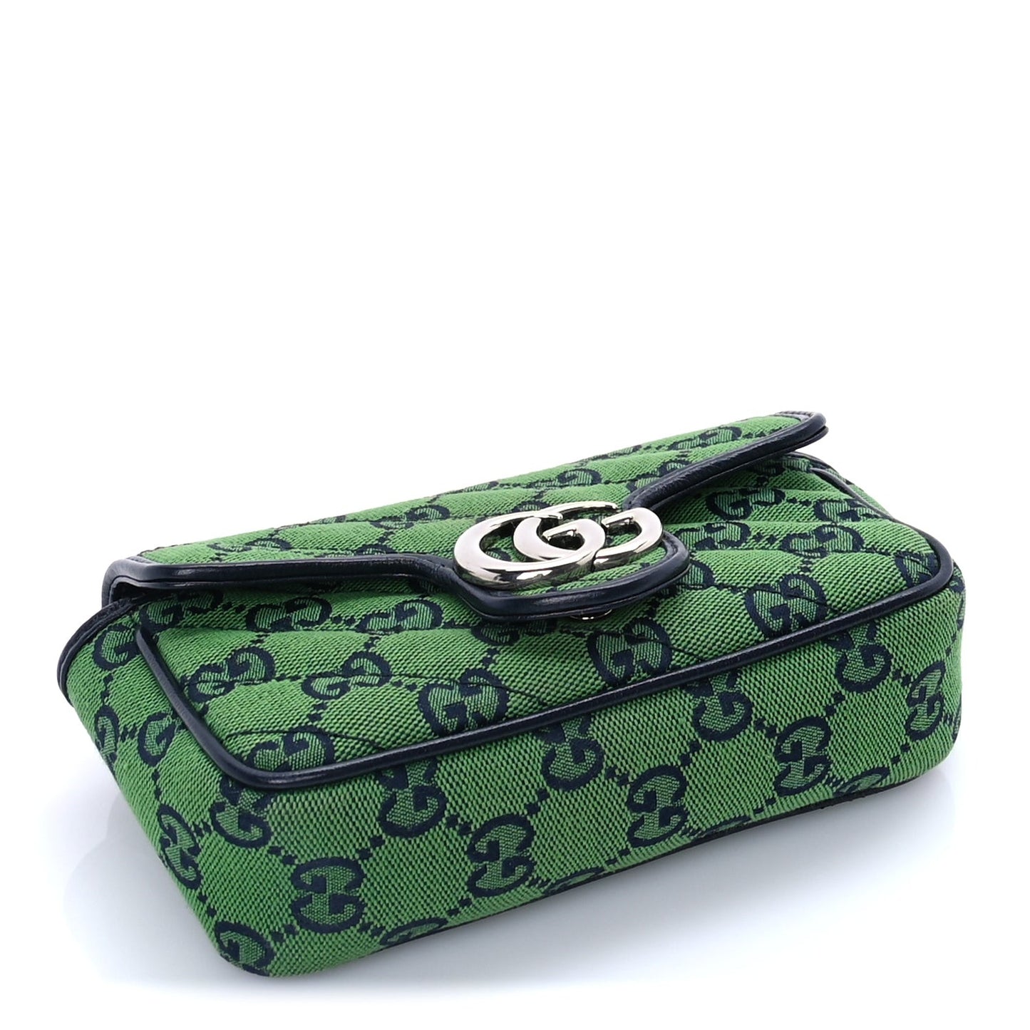 Monogram Multicolor Matelasse Diagonal Super Mini GG Marmont Shoulder Bag Green Blue