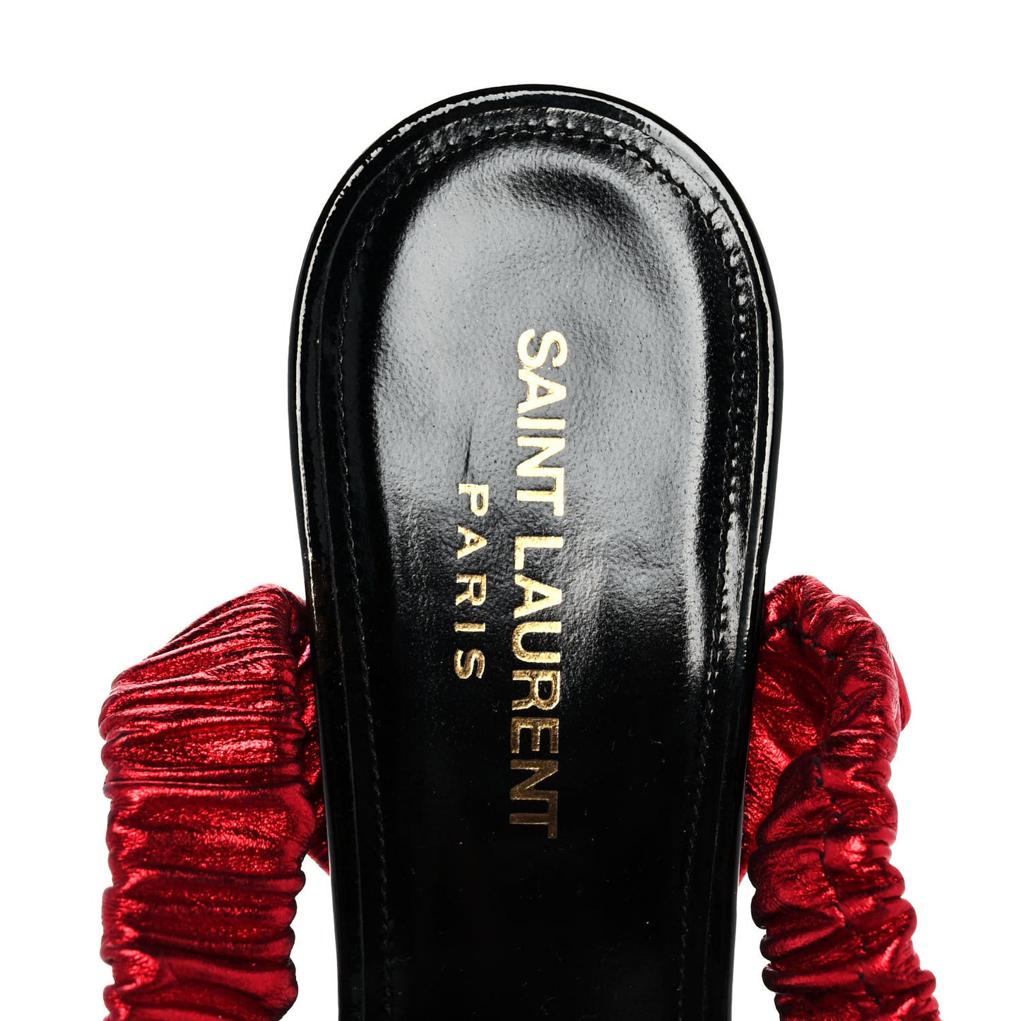 Patent Tribute Elastic Ankle Strap Platform Sandals 38 Black Red