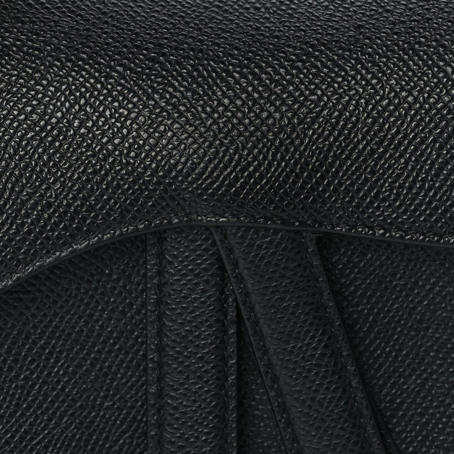 Grained Calfskin Mini Saddle Bag With Strap Black
