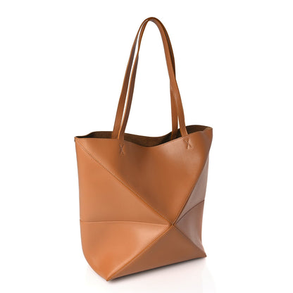 Loewe Shiny Calfskin Medium Puzzle Fold Tote Warm Desert 2 of 8