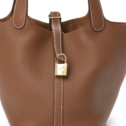 Hermes Taurillon Clemence Picotin Lock 18 PM Gold 8 of 11