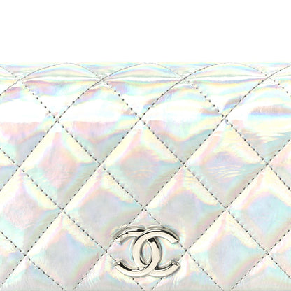 Chanel Iridescent Mirror Goatskin Quilted Clutch With Chain  Silver 7 of 9