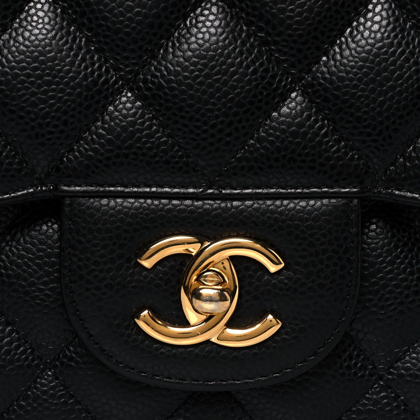 Caviar Quilted Jumbo Double Flap Black