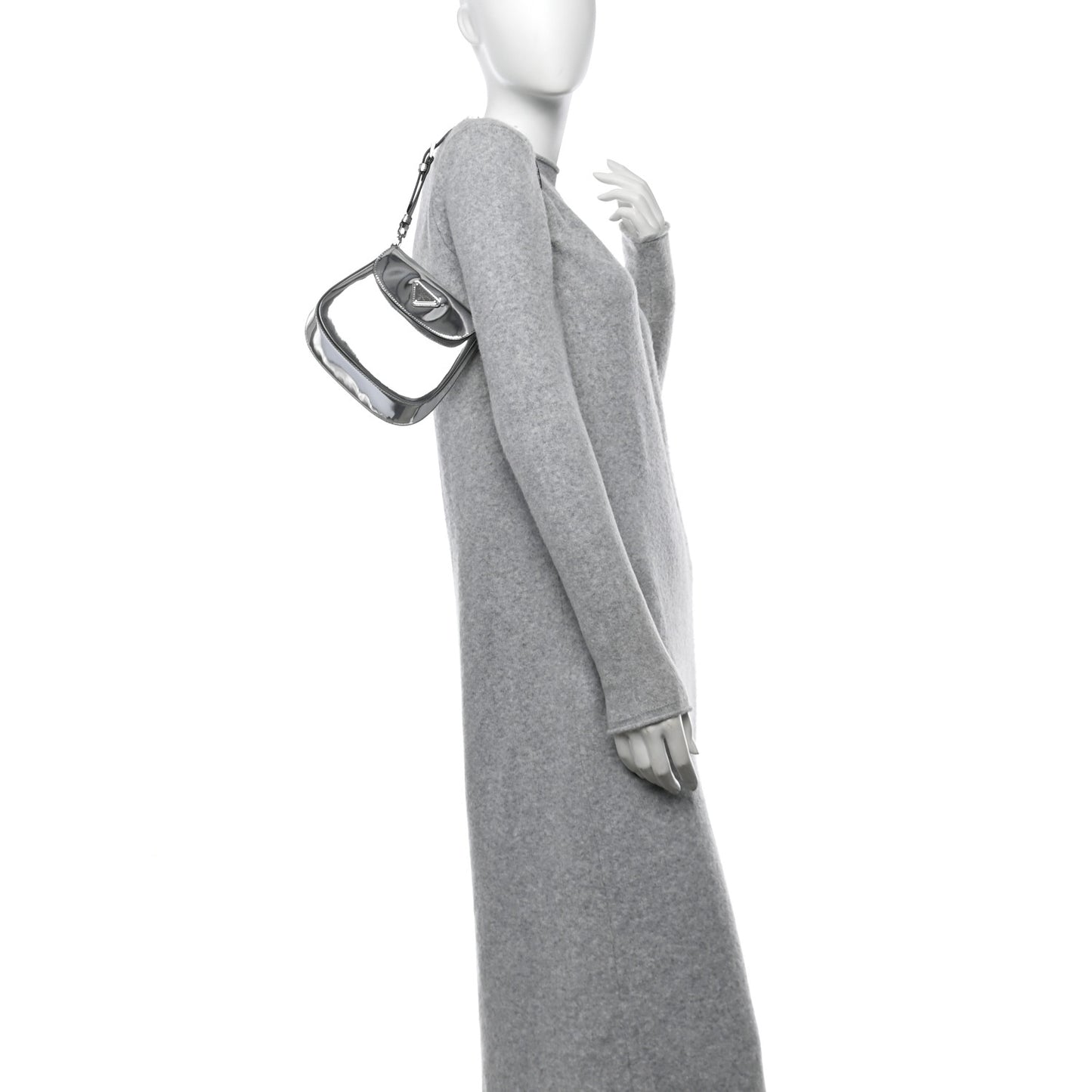 Spazzolato Mini Cleo Flap Adjustable Strap Shoulder Bag Argento