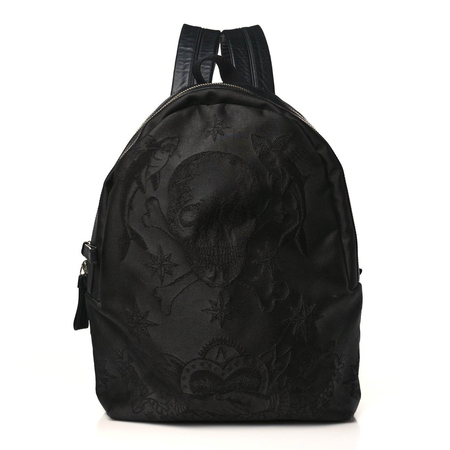 Nylon Sailor Skull Printed Backpack Black