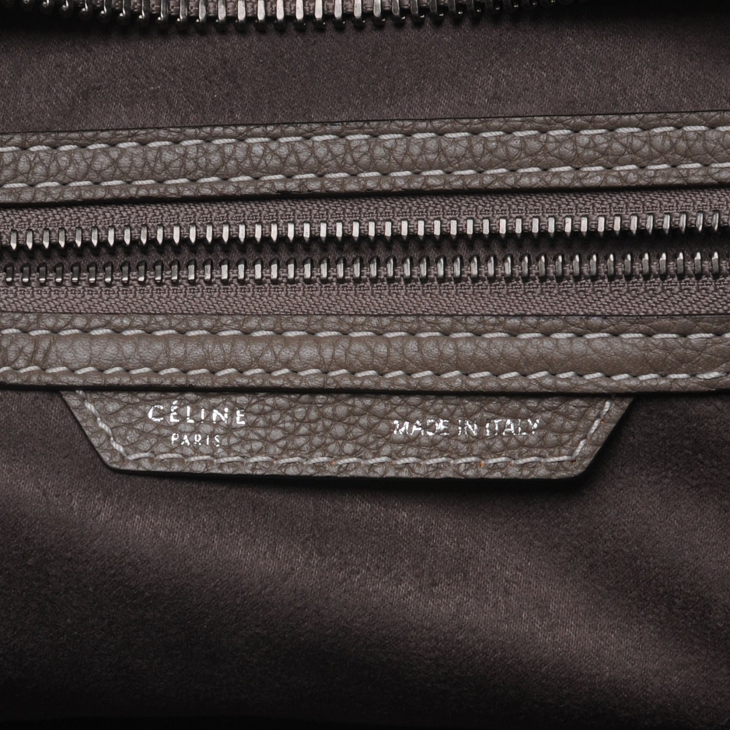 Celine Drummed Calfskin Mini Luggage Bag Souris 8 of 9