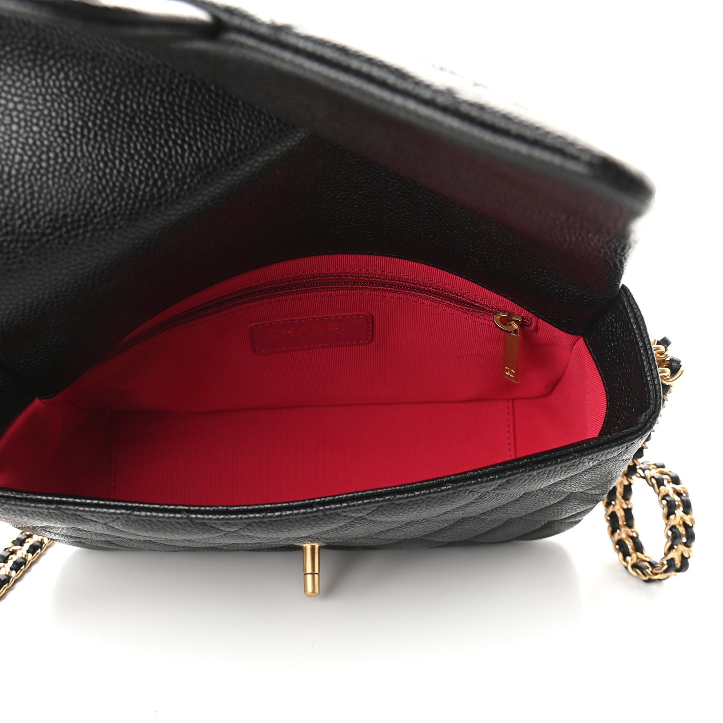 Caviar Quilted Chain Soul Flap Black