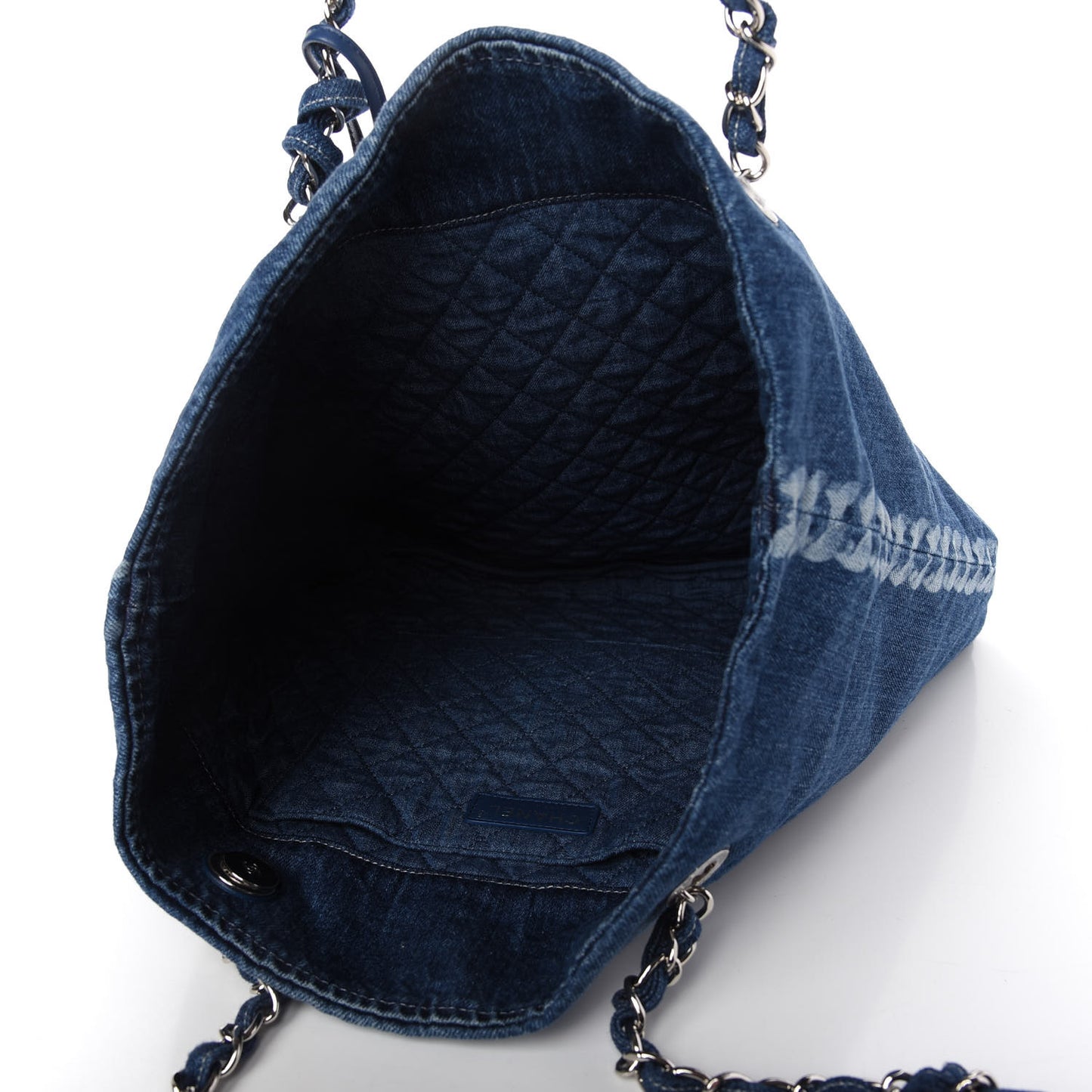 Denim Printed Shopping Bag Blue