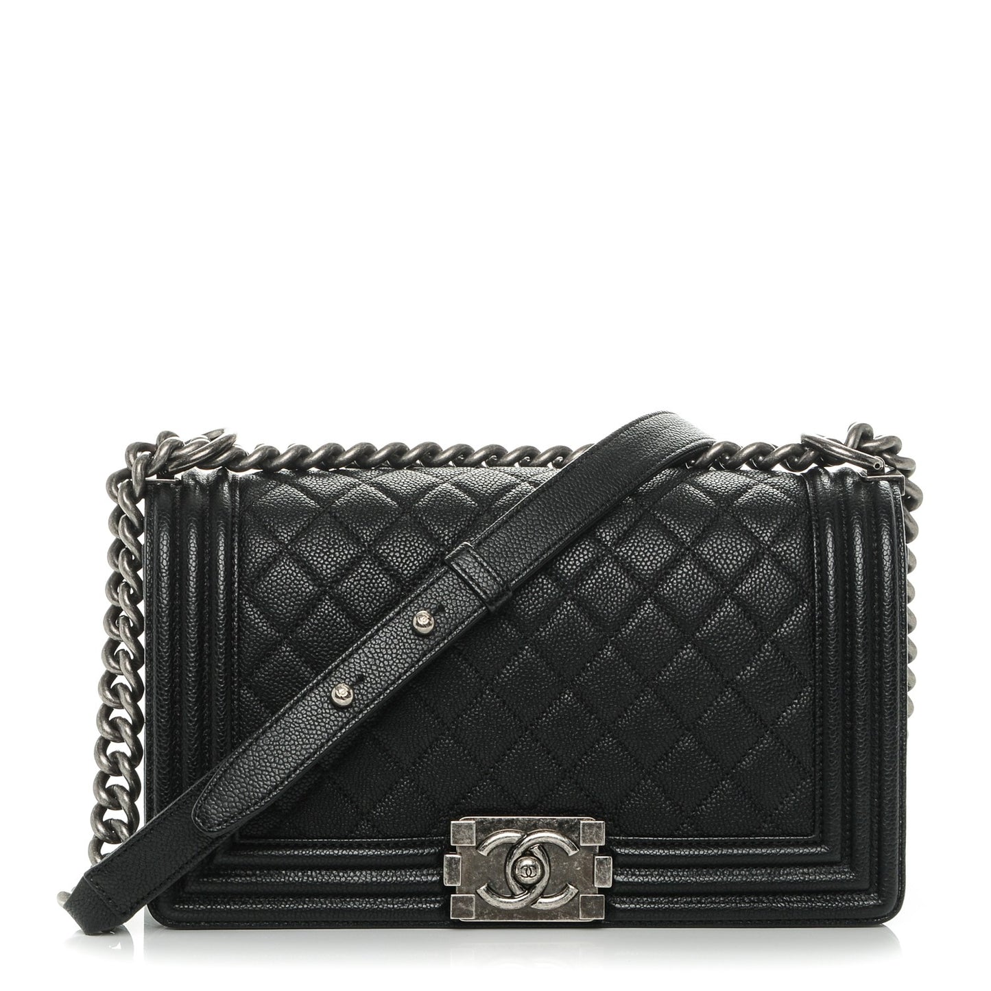 Caviar Quilted Medium Boy Flap Black