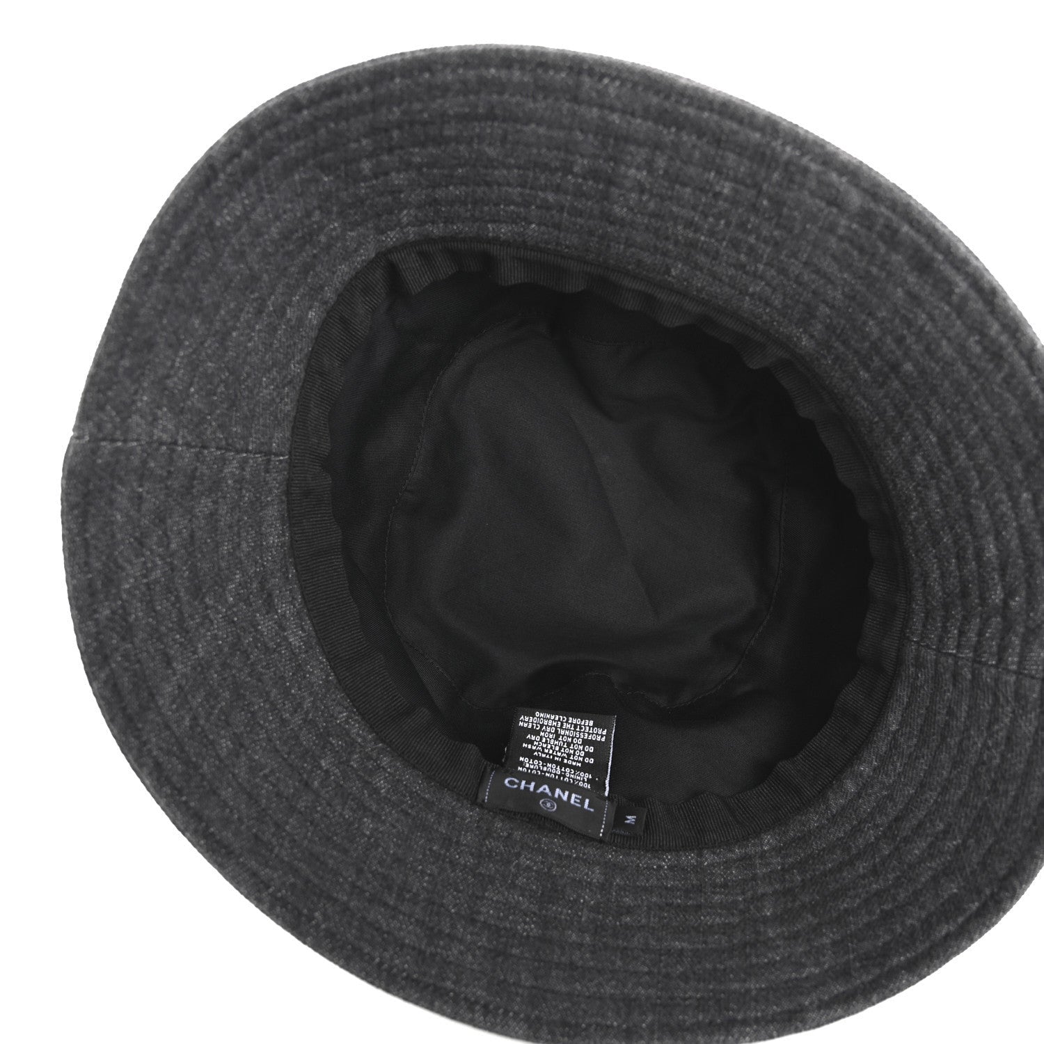 Chanel Denim Sequin Cloche Logo Bucket Hat M Black 7 of 7
