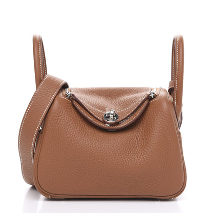 Hermes Taurillon Clemence Mini Lindy 20 Gold 1 of 8