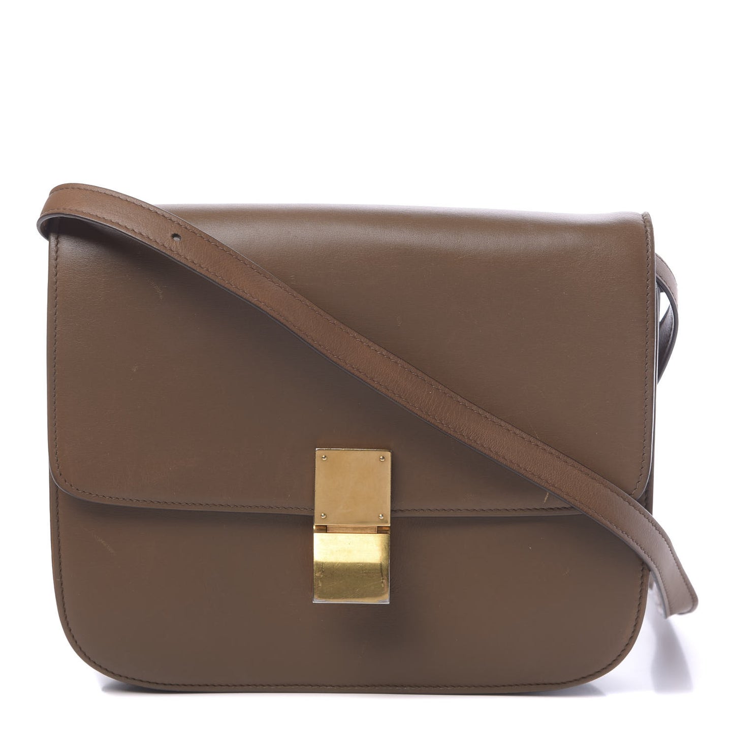 Box Calfskin Medium Classic Box Flap Bag Camel