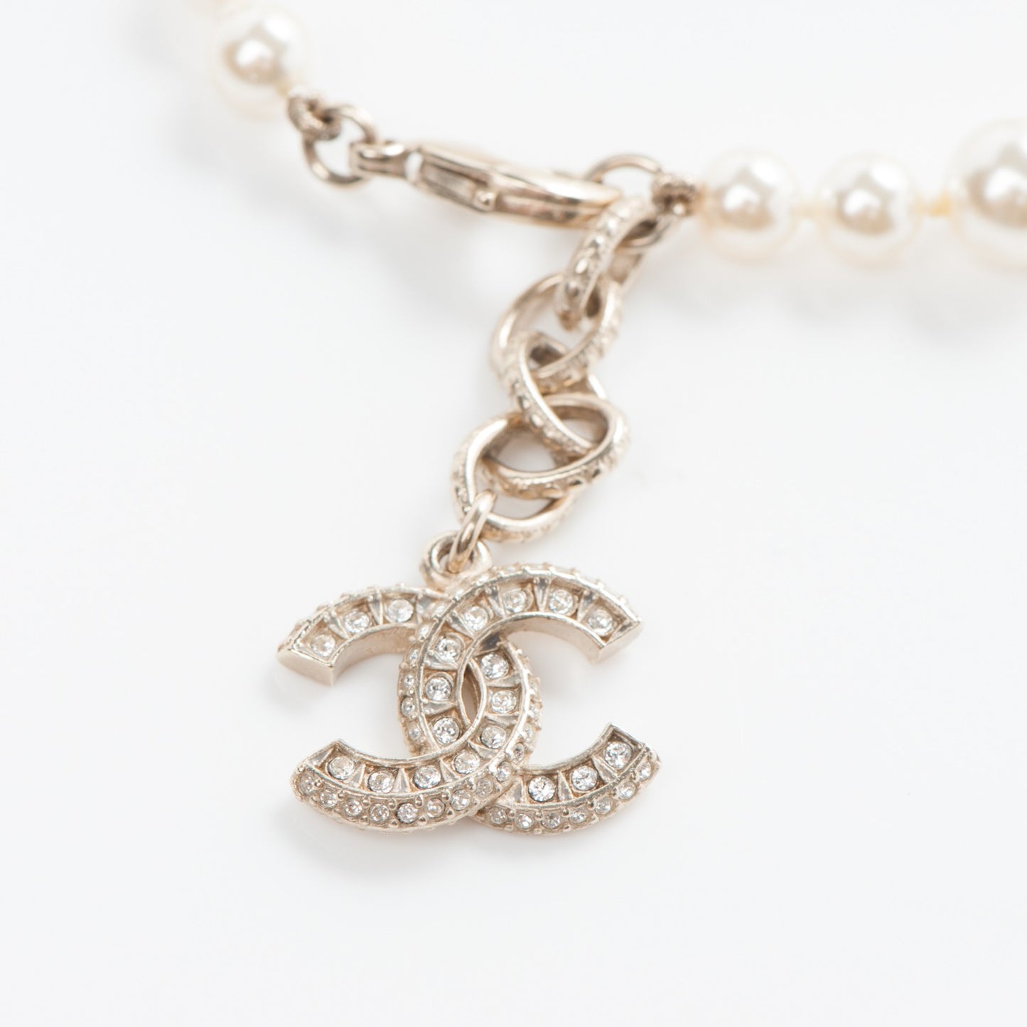 Pearl Baguette Crystal CC Bracelet Gold