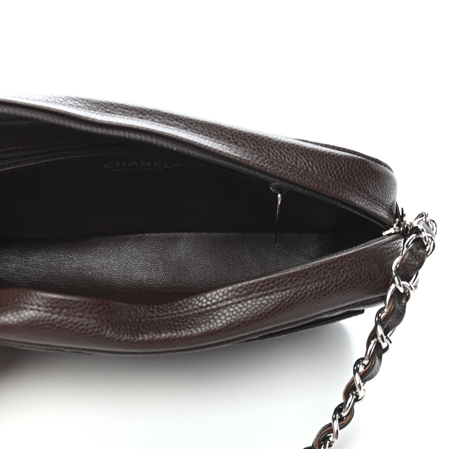 Caviar Quilted Timeless Camera Case Brown