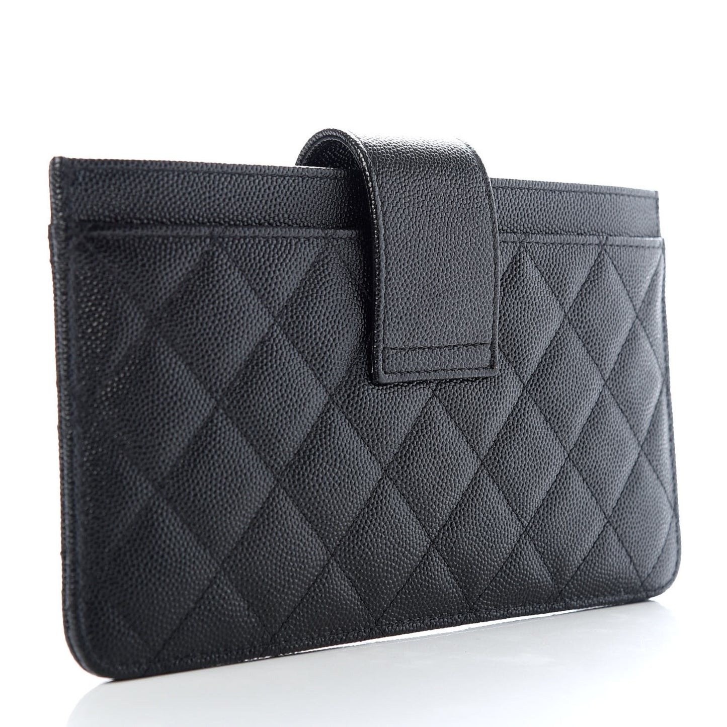 Caviar Quilted CC Strap Pouch Black