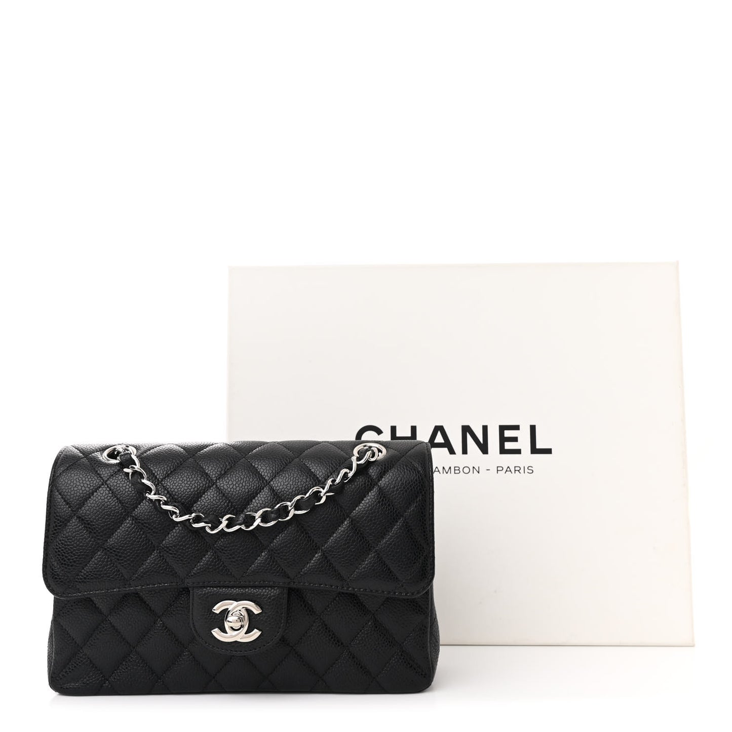 Caviar Quilted Small Double Flap Black