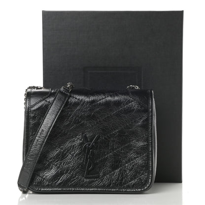 Saint Laurent Crinkled Calfskin Matelasse Monogram Niki Chain Wallet Black 11 of 11