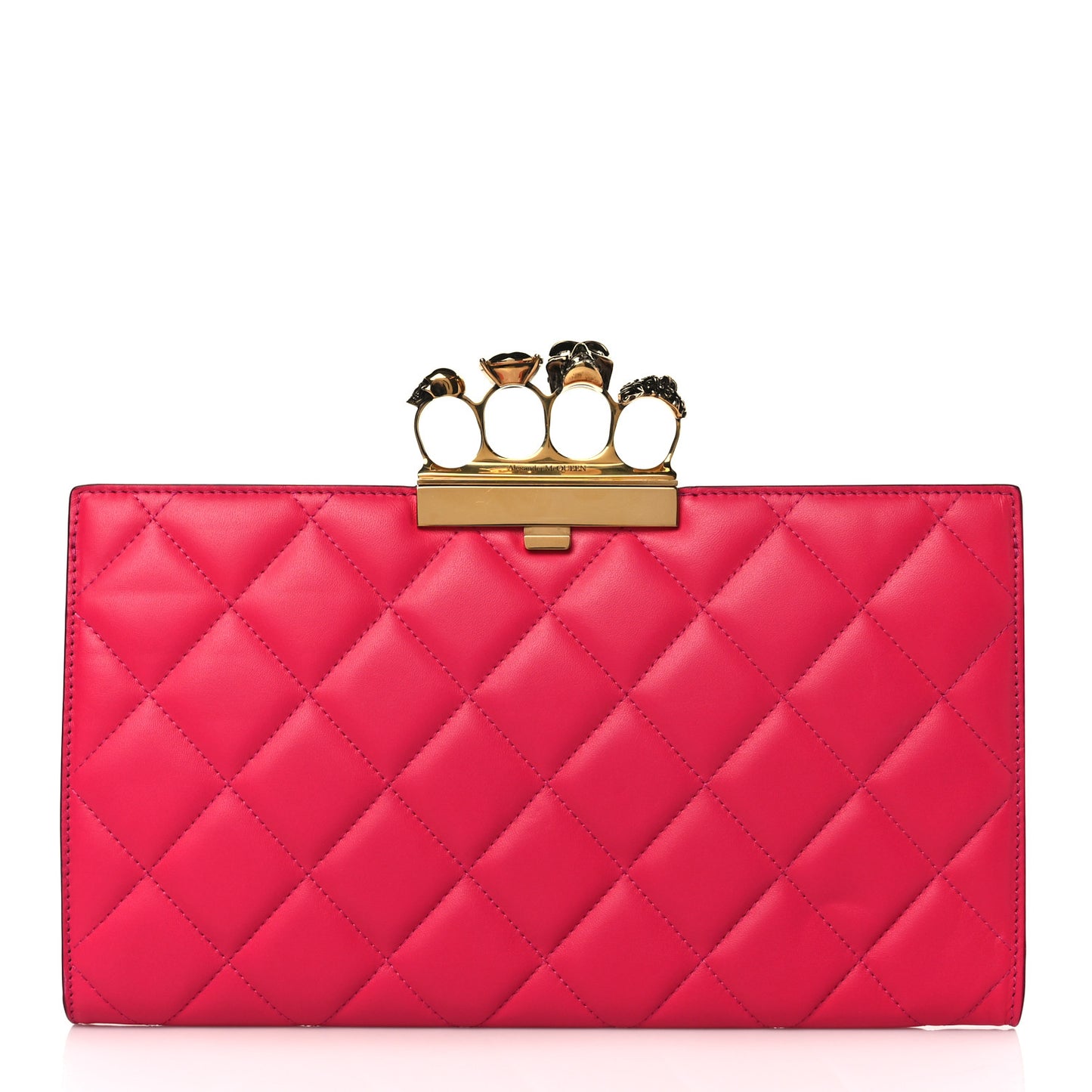 Nappa Quilted Knuckle Flat Clutch Orchid Pink