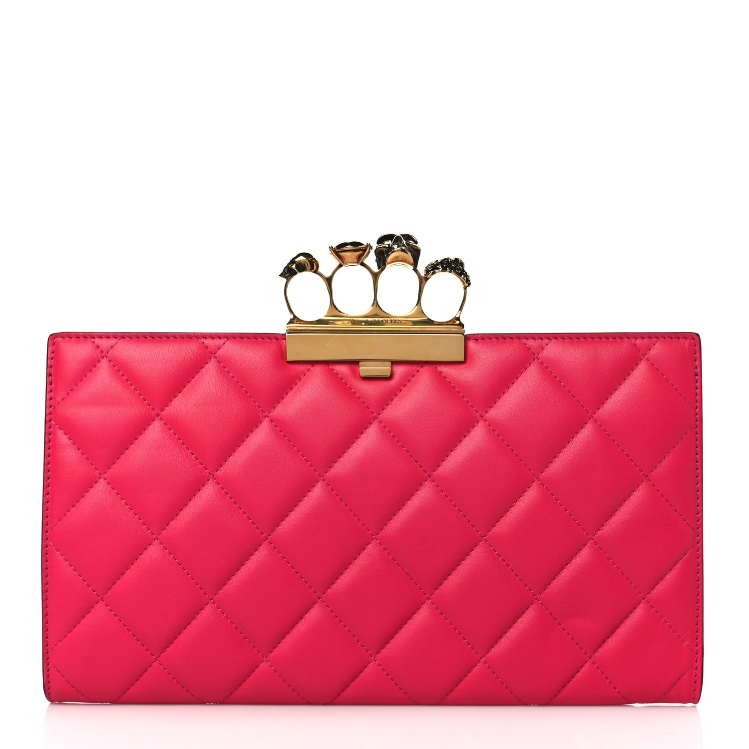 Alexander McQueen Nappa Quilted Knuckle Flat Clutch Orchid Pink 1 of 7