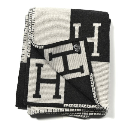 Hermes Wool Cashmere Avalon Blanket Ecru Gris Fonce 2 of 3