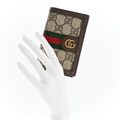 Gucci GG Supreme Monogram Web Ophidia Card Case Beige New Acero 2 of 8