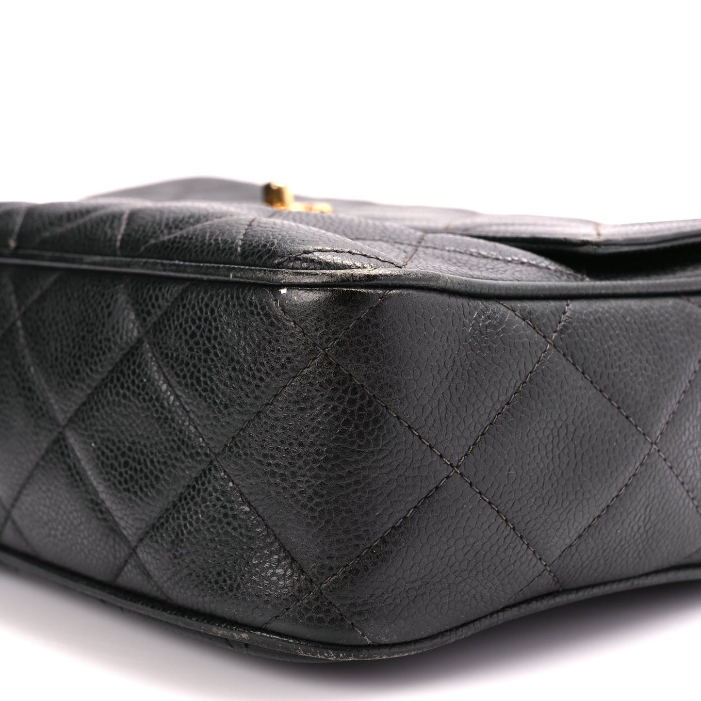 Caviar Quilted Flap Shoulder Bag Black