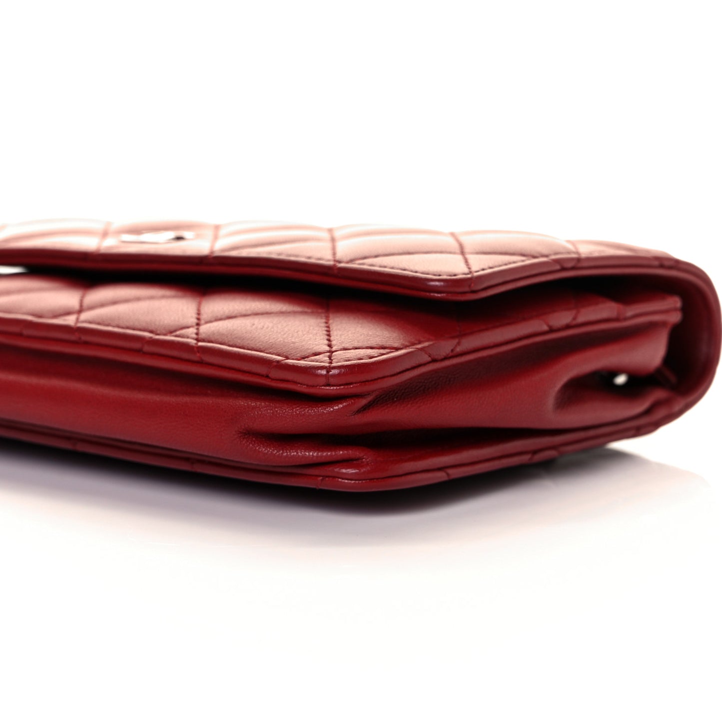 Lambskin Quilted Wallet On Chain WOC Red