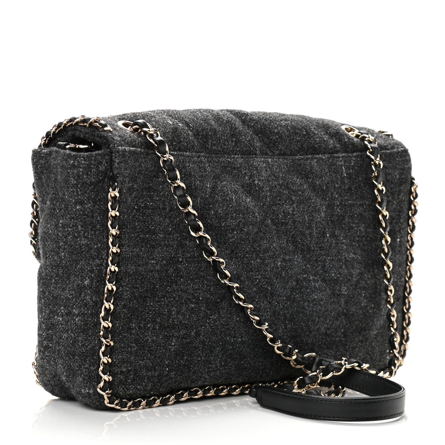 Chanel Wool Tweed Quilted Coco Neige Chain Around Flap Black 3 of 10