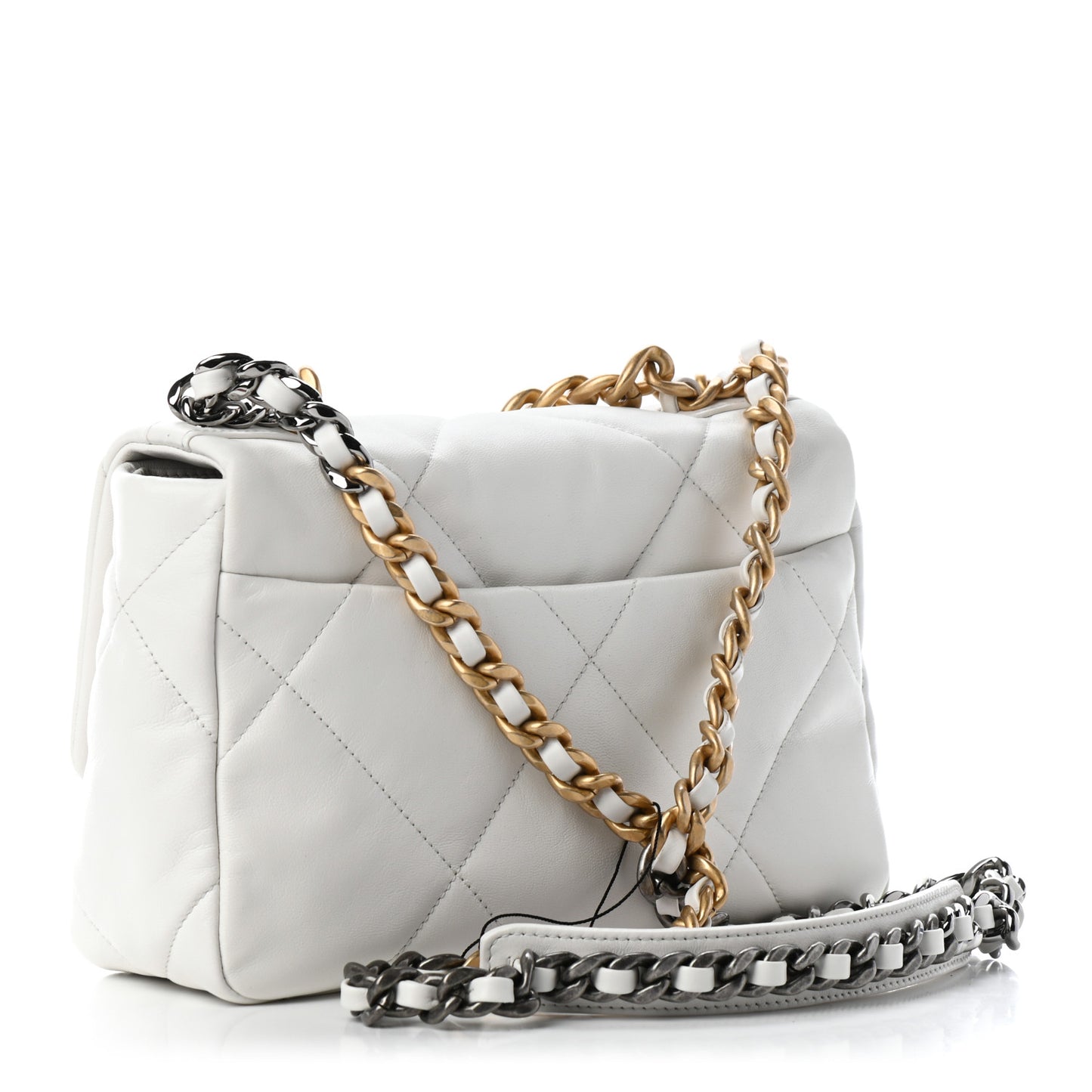 Goatskin Quilted Medium Chanel 19 Flap White