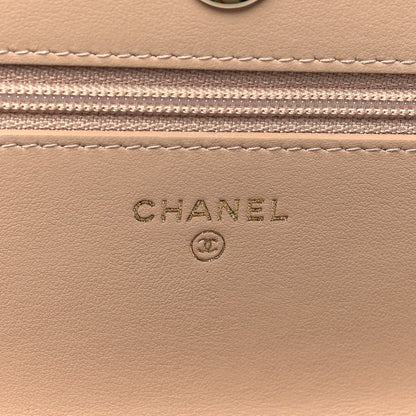 Chanel Caviar Quilted CC Filigree Wallet On Chain WOC Beige Black 6 of 12