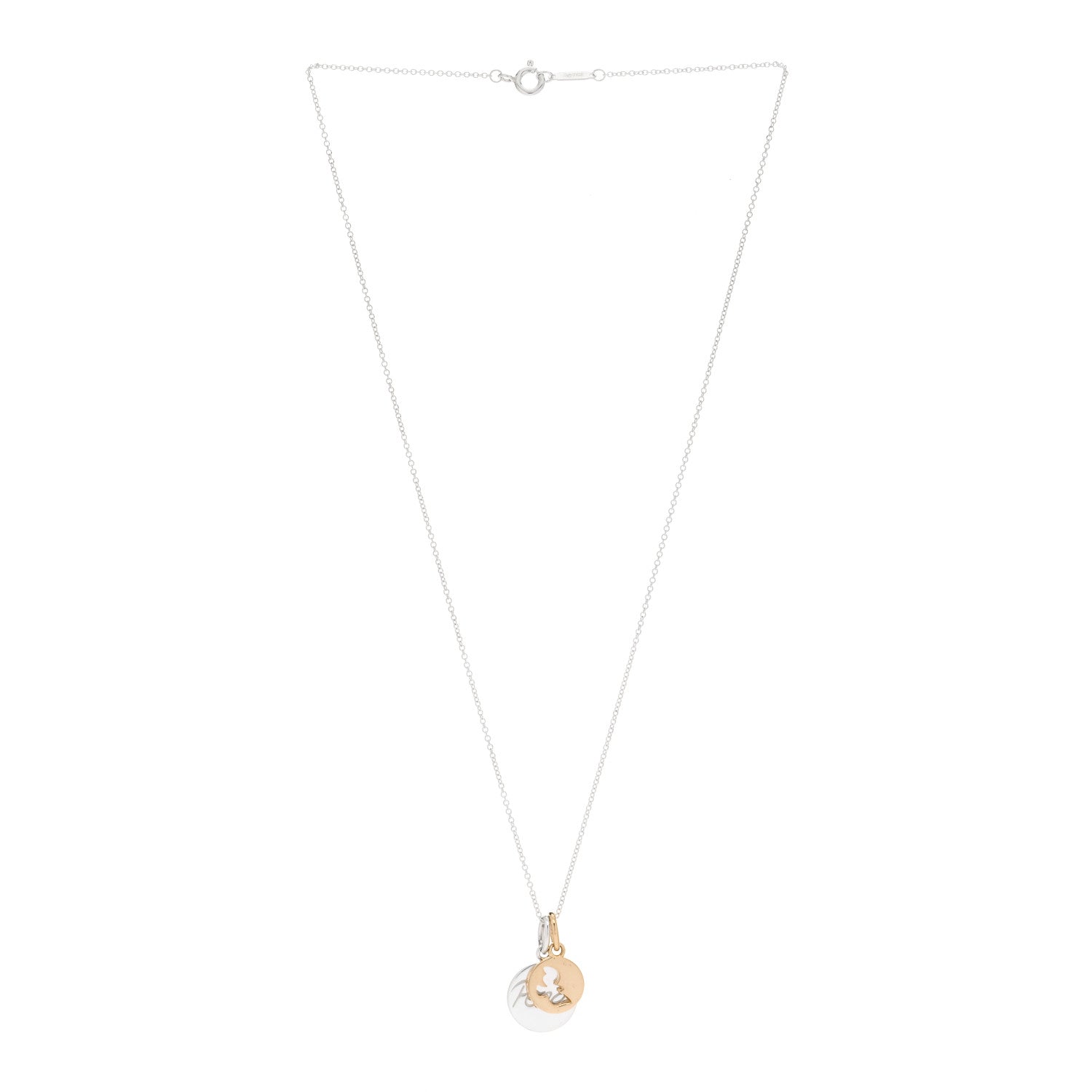 Tiffany Sterling Silver 18K Yellow Gold Paloma Picasso Peace Dove Double Pendant Necklace 2 of 4